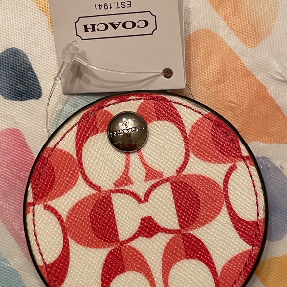 NWT Coach swivel pink and white C’s 2 1/2” mirror. - Picture 2 of 3